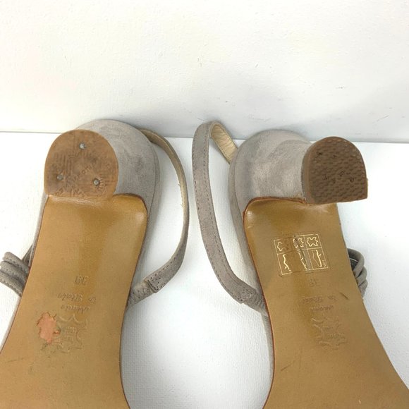 Vintage Giorgio Armani Gray Suede Strappy sandals Heels Sz 39 (8) - Picture 11 of 16
